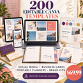 200 Editable Canva Template Bundle sales poster