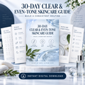 30-Day Clear and Even-Tone Skincare Guide instant digital download poster