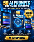 50 AI Prompts for Small Business sales poster