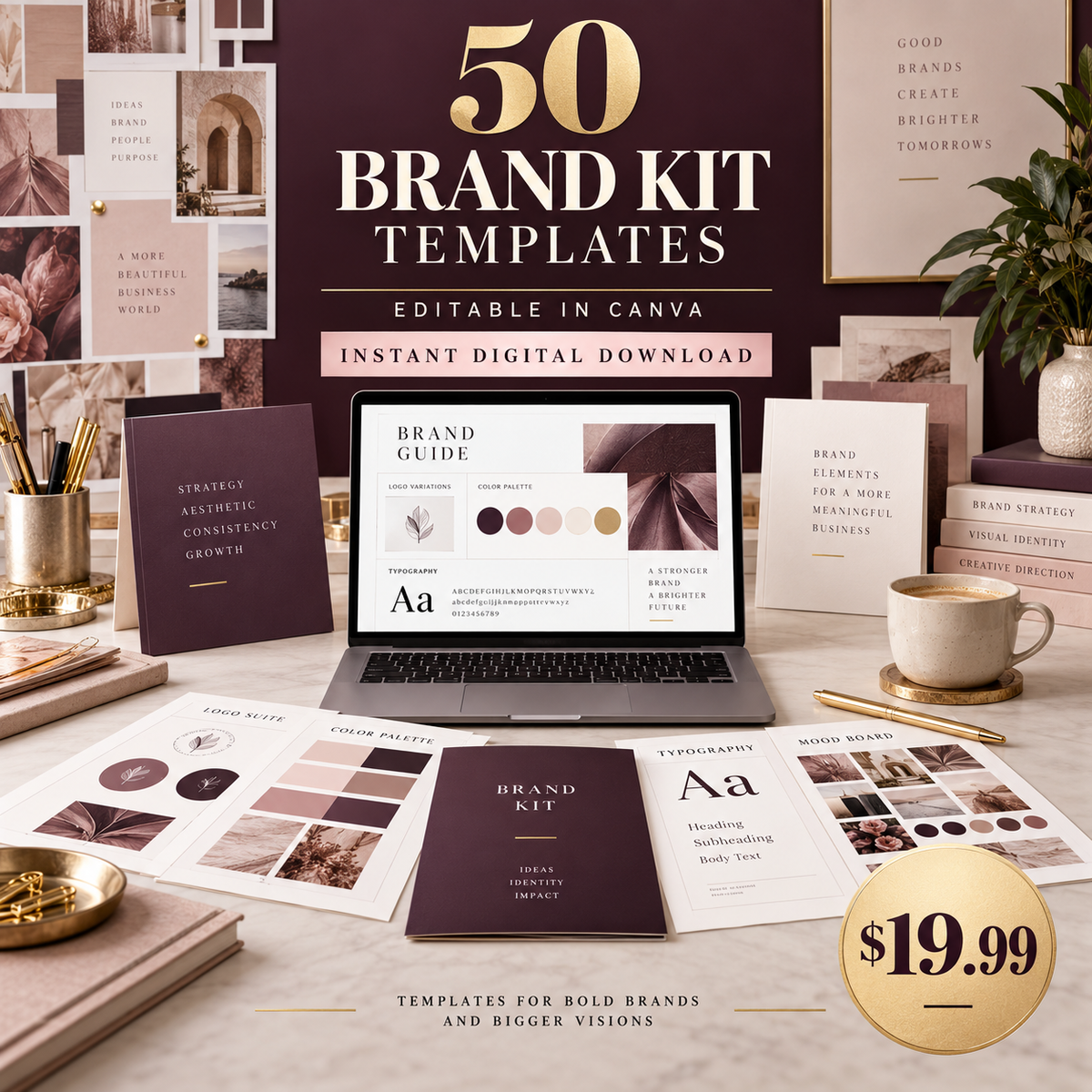 50 Brand Kit Templates editable in Canva