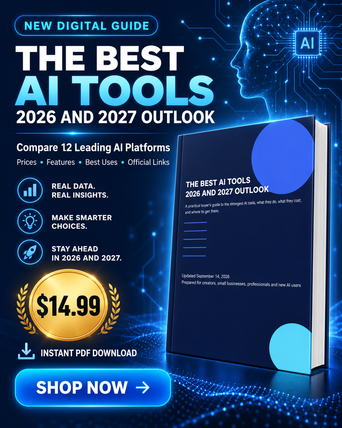 The Best AI Tools 2026 and 2027 digital guide sales poster