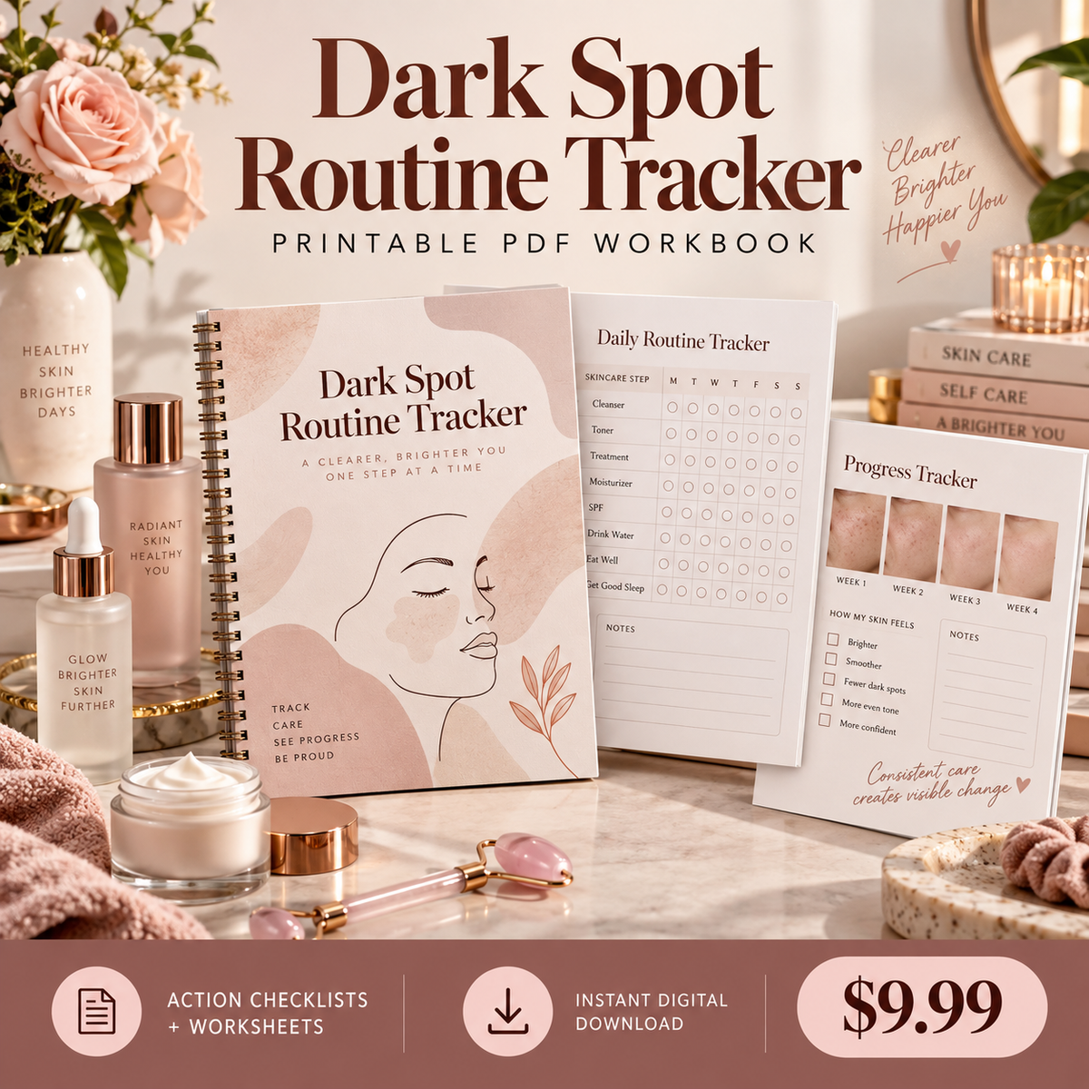 Dark Spot Routine Tracker printable PDF sales poster