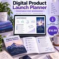Digital Product Launch Planner printable PDF sales poster