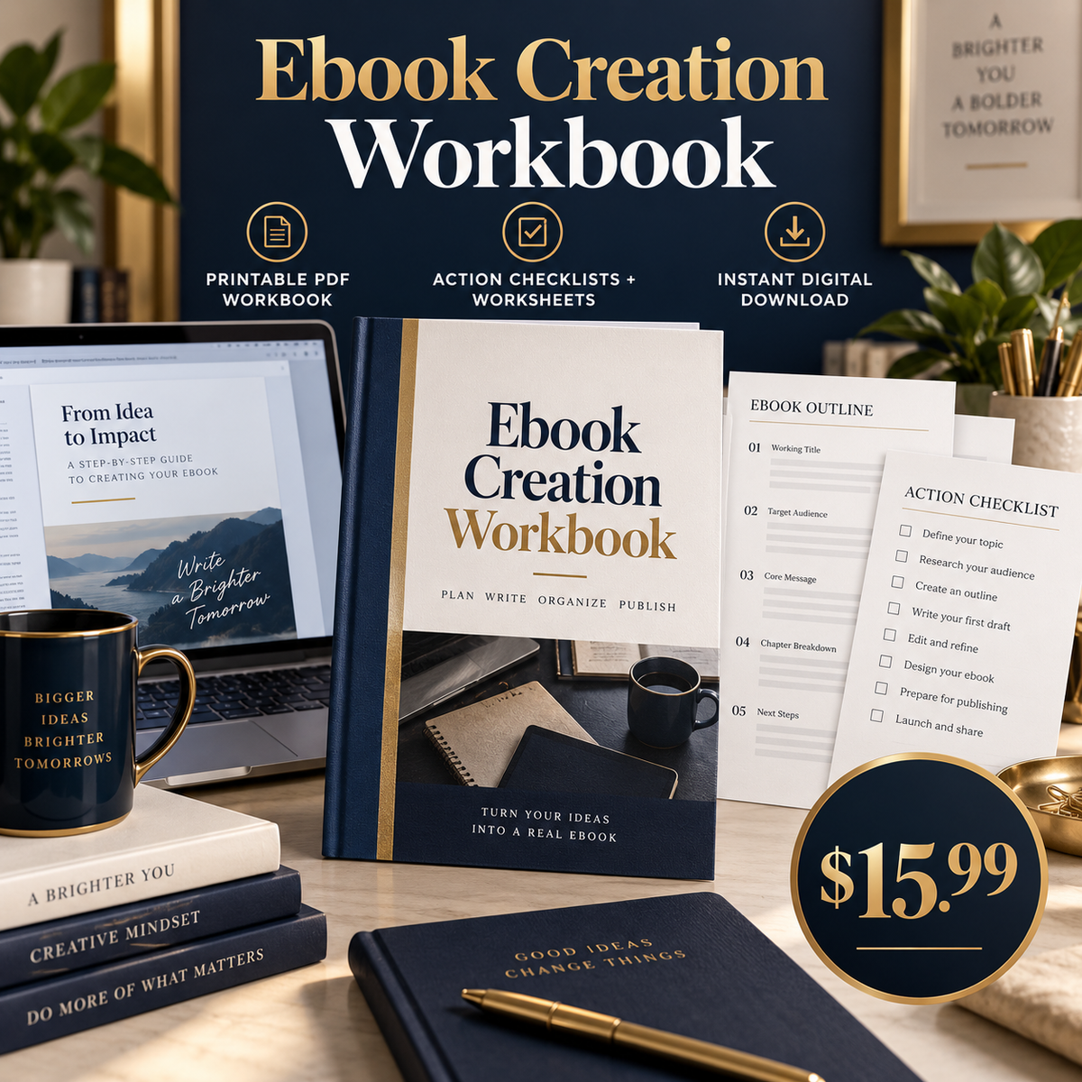 Ebook Creation Workbook printable PDF sales poster
