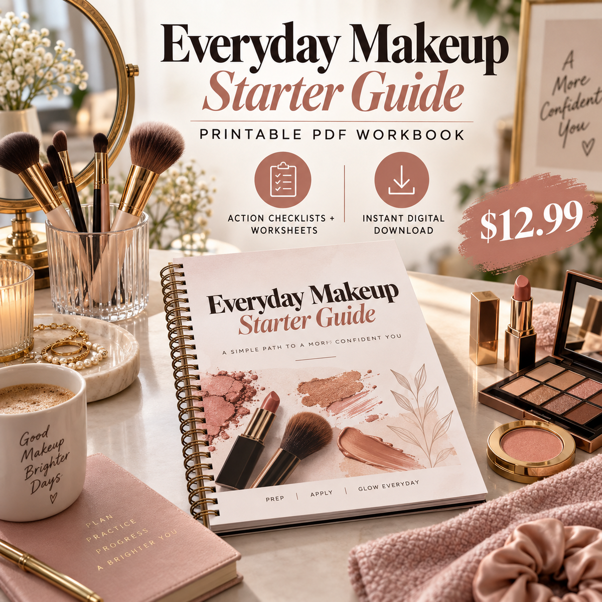 Everyday Makeup Starter Guide printable PDF sales poster