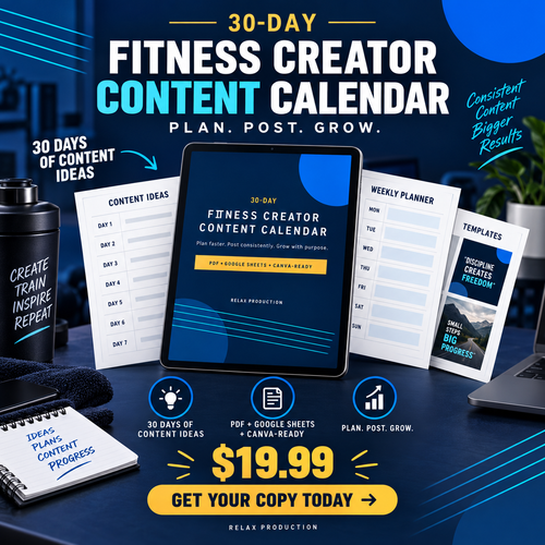 30-Day Fitness Creator Content Calendar sales poster