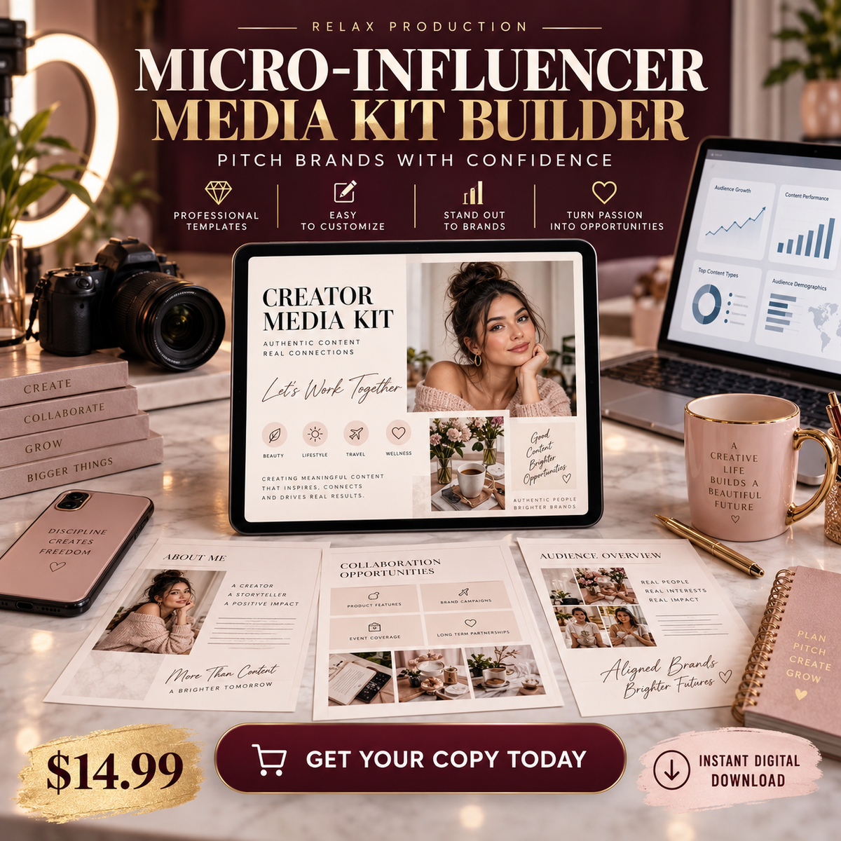 Micro-Influencer Media Kit Builder sales poster