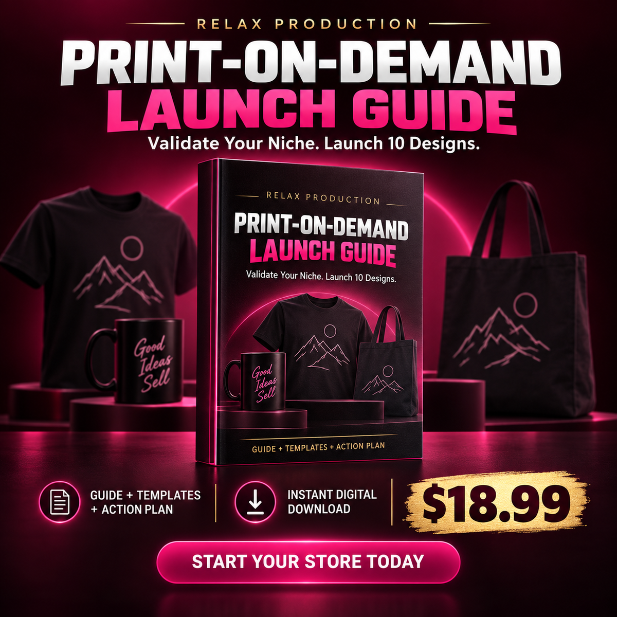 Print-on-Demand Launch Guide by Relax Production, instant digital download, $18.99