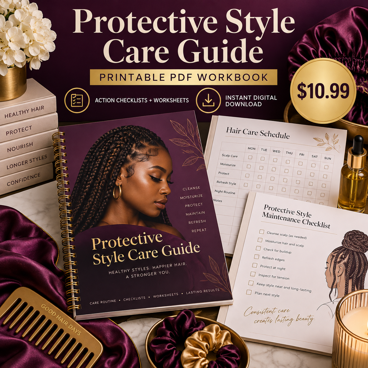 Protective Style Care Guide printable PDF sales poster