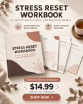 Stress Reset Workbook 21-day printable digital workbook sales poster, $14.99