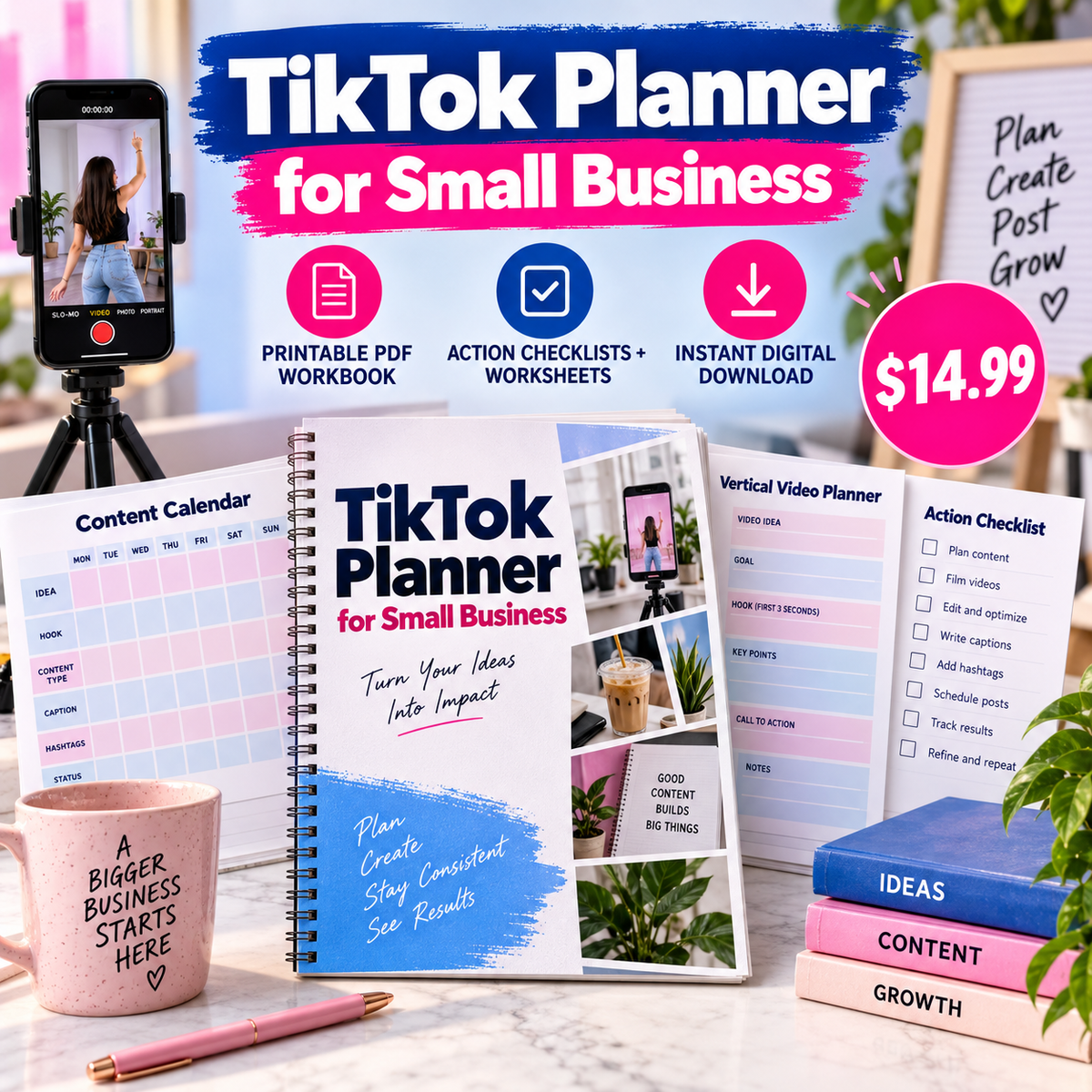 TikTok Planner for Small Business printable PDF sales poster