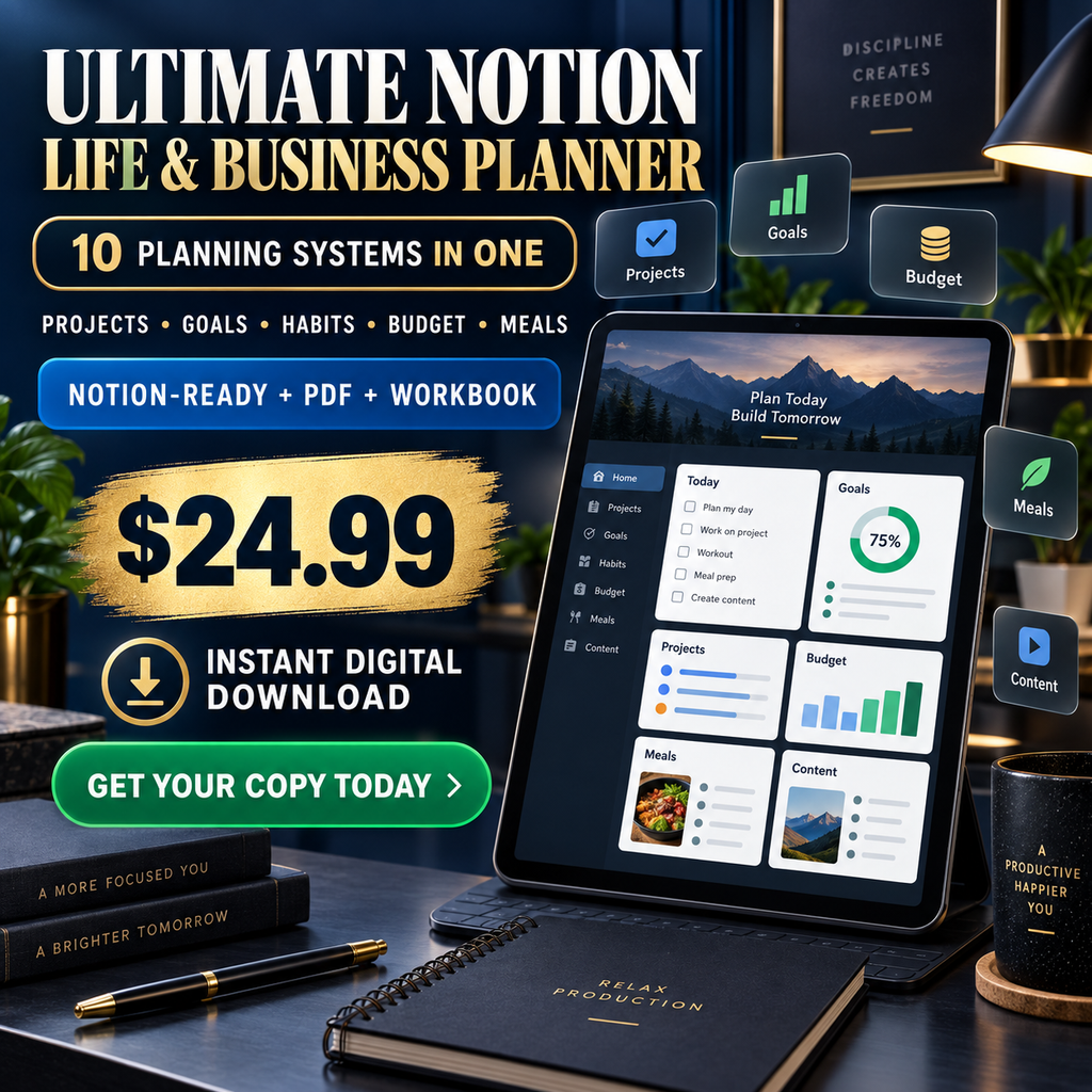 Ultimate Notion Life and Business Planner sales poster